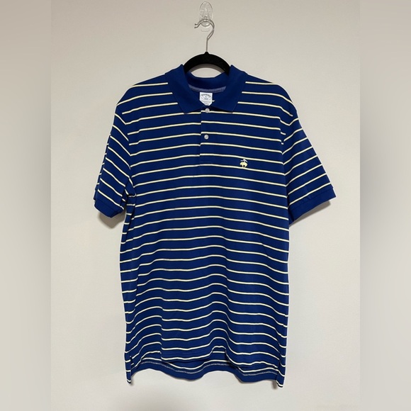 Brooks Brothers Slim Fit Blue/Yellow Striped Cotton Performance Polo Size XL - Picture 1 of 7